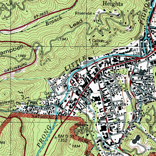 Topographic Map of Park Plaza Shopping Center, TN