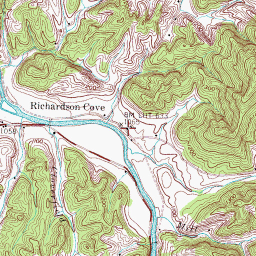 Topographic Map of Richardsons Cove School (historical), TN