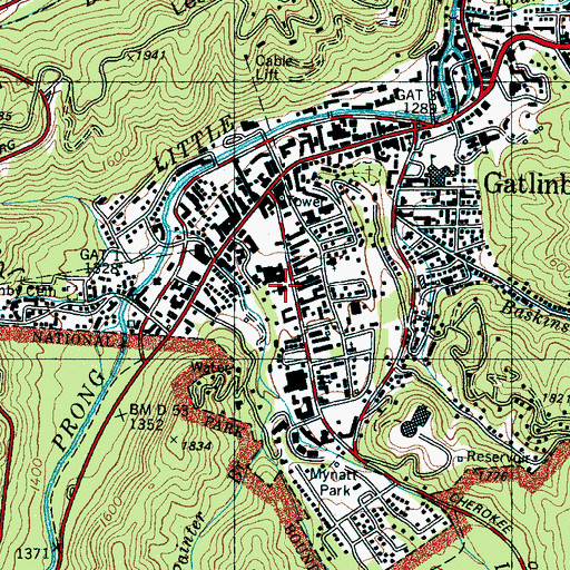 Topographic Map of Saint Marys Catholic Church, TN