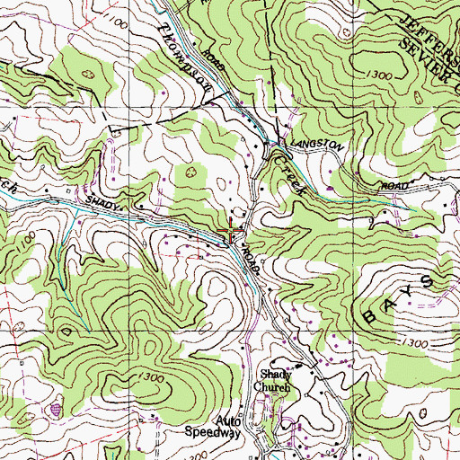 Topographic Map of Shady Grove Church (historical), TN