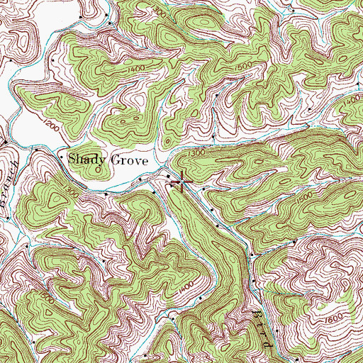 Topographic Map of Shady School (historical), TN