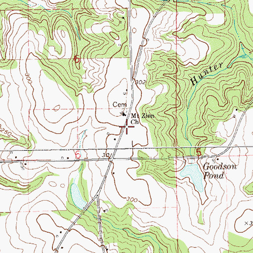 Topographic Map of Mount Zion School (historical), AL