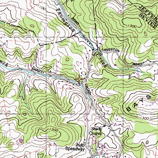 Topographic Map of Shady School (historical), TN