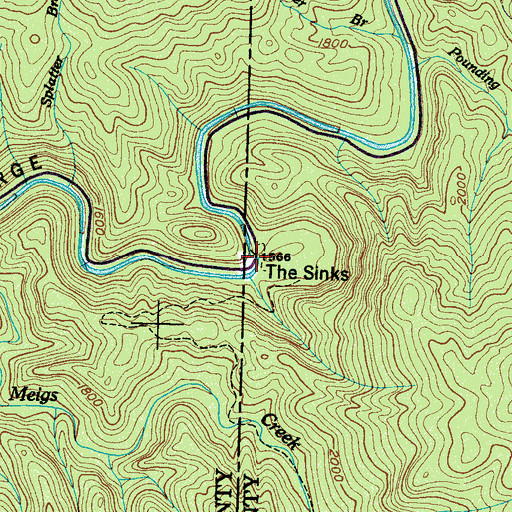 Topographic Map of The Sinks Bridge, TN
