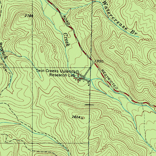 Topographic Map of Twin Creeks Government Headquarters (historical), TN