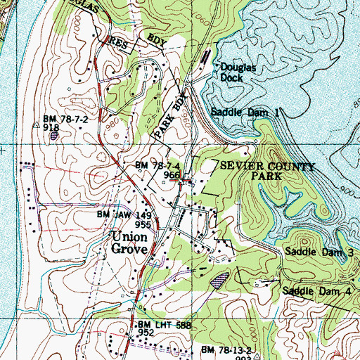 Topographic Map of Union Grove School (historical), TN