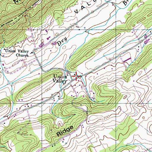 Topographic Map of Union Valley School (historical), TN