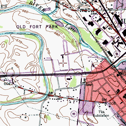 Topographic Map of Agricultural Center Ball Park, TN