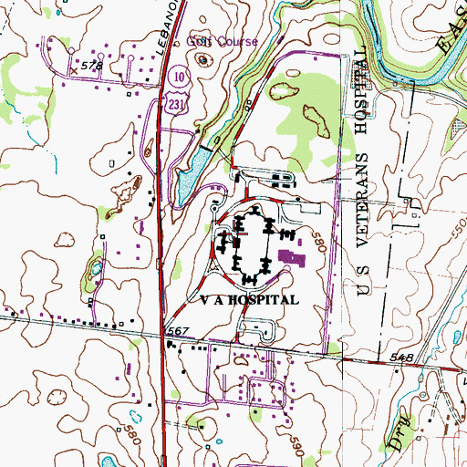 Topographic Map of Alvin C York Veterans Administration Medical Center, TN