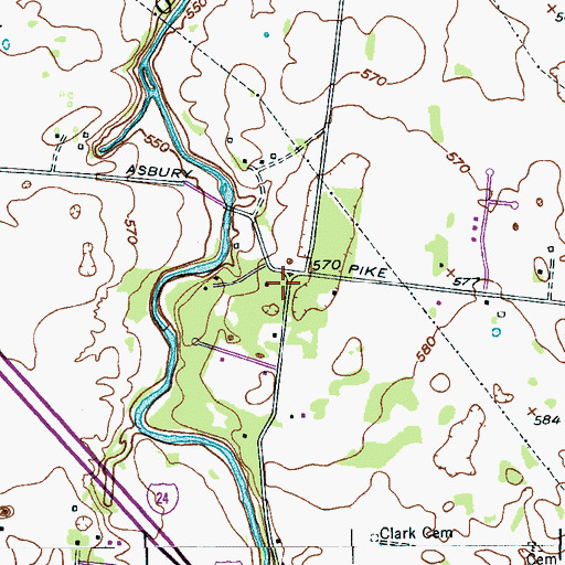 Topographic Map of Asbury Church (historical), TN