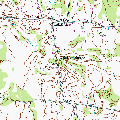 Topographic Map of Bethel United Methodist Church, TN