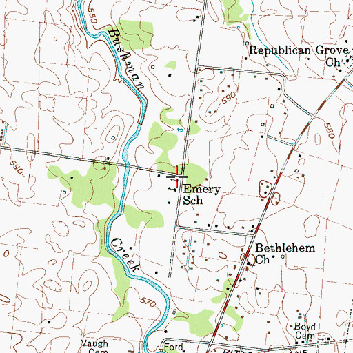 Topographic Map of Emery United Methodist Church, TN