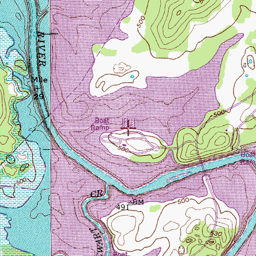 Topographic Map of Fate Sanders Boat Dock, TN