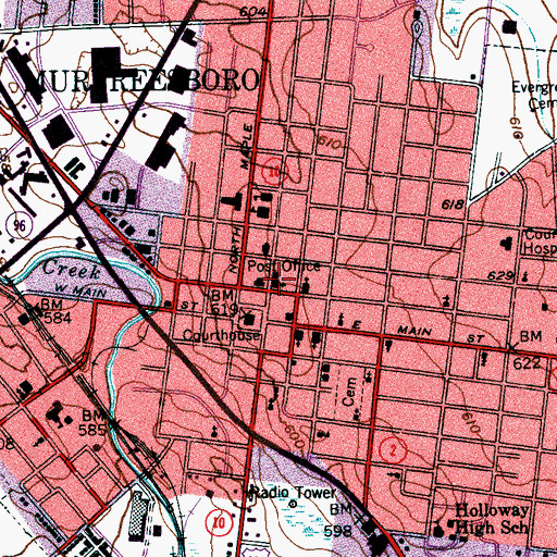 Topographic Map of First United Methodist Church, TN