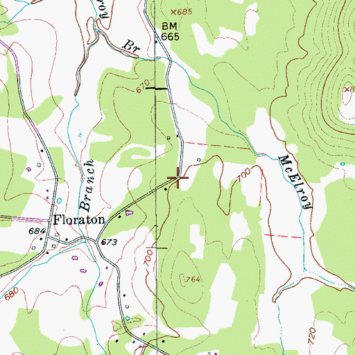 Topographic Map of Floraton Church (historical), TN