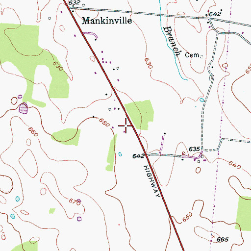 Topographic Map of Henderson School (historical), TN