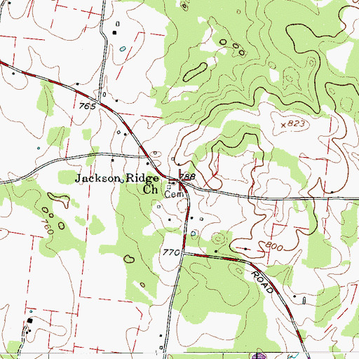 Topographic Map of Jackson Ridge Camp Ground (historical), TN