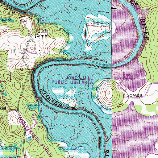 Topographic Map of Jones Mill Public Use Area, TN