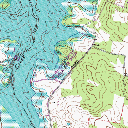 Topographic Map of Hurricane Creek Recreation Area, TN