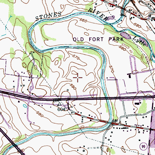 Topographic Map of Saint Thomas Rutherford Hospital, TN
