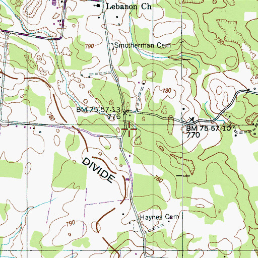 Topographic Map of Oak Grove School (historical), TN