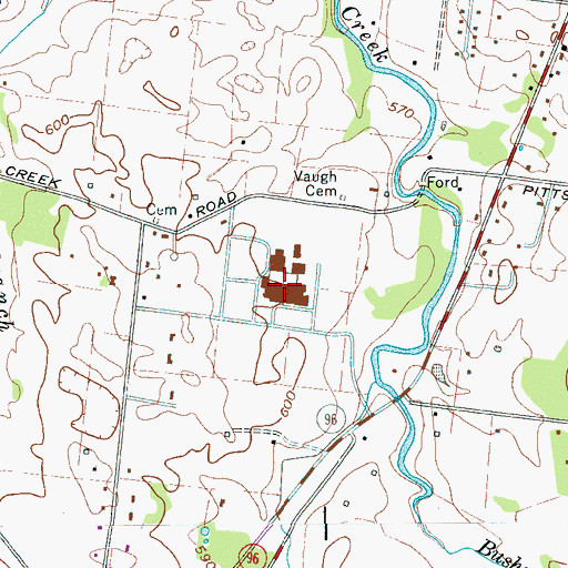 Topographic Map of Oakland High School, TN