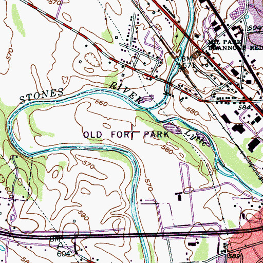 Topographic Map of Old Fort Park, TN