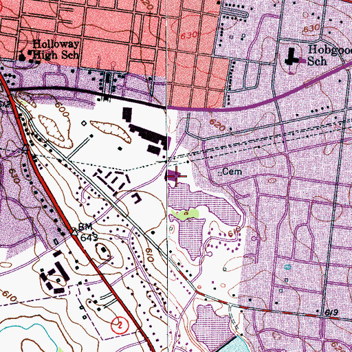 Topographic Map of Plaza South Shopping Center, TN