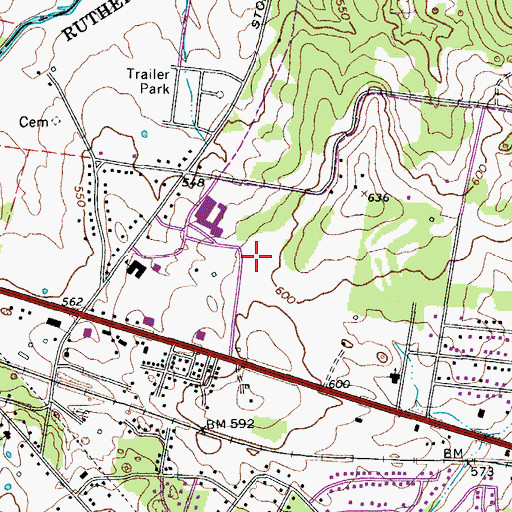 Topographic Map of Roy Waldron Junior High School, TN