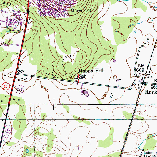 Topographic Map of Rucker Baptist Church, TN