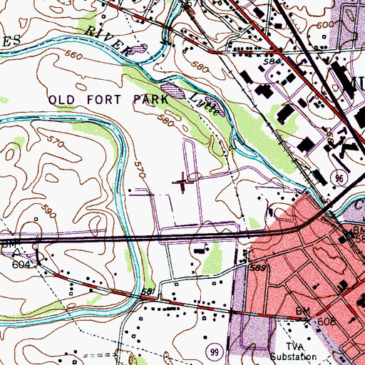 Topographic Map of Rutherford County Agricultural Center, TN