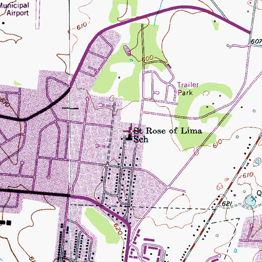Topographic Map of Saint Rose of Lima Catholic Church, TN
