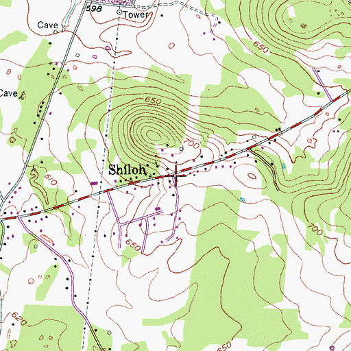 Topographic Map of Shiloh School (historical), TN