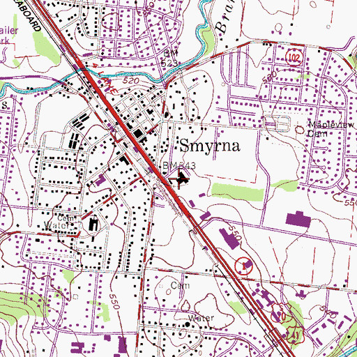 Topographic Map of Smyrna City Hall, TN