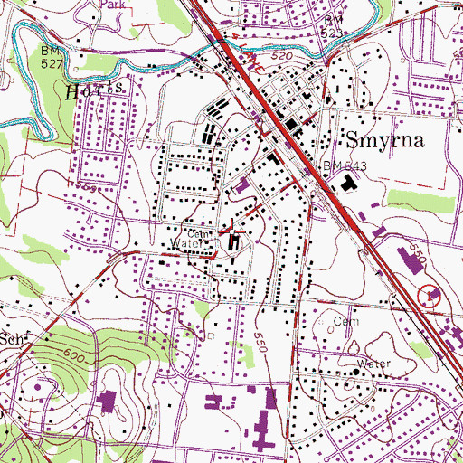 Topographic Map of Smyrna Elementary School, TN