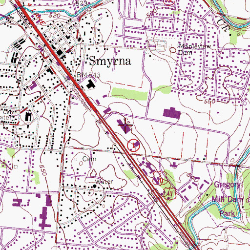 Topographic Map of Smyrna Square Shopping Center, TN