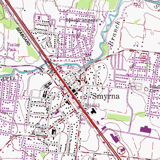Topographic Map of Smyrna United Methodist Church, TN