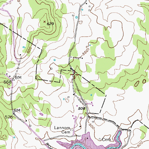Topographic Map of Spring Creek School (historical), TN