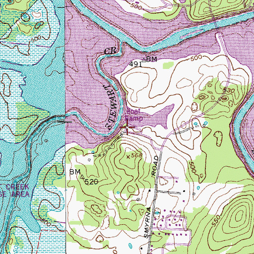 Topographic Map of Stewart Creek Boat Ramp, TN