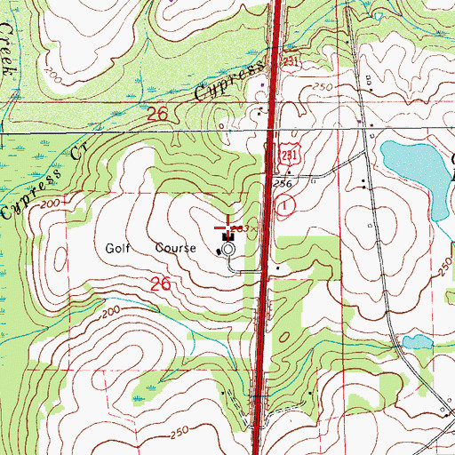 Topographic Map of Olympia Spa Country Club, AL