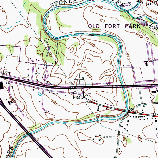 Topographic Map of Stones River Mall Shopping Center, TN