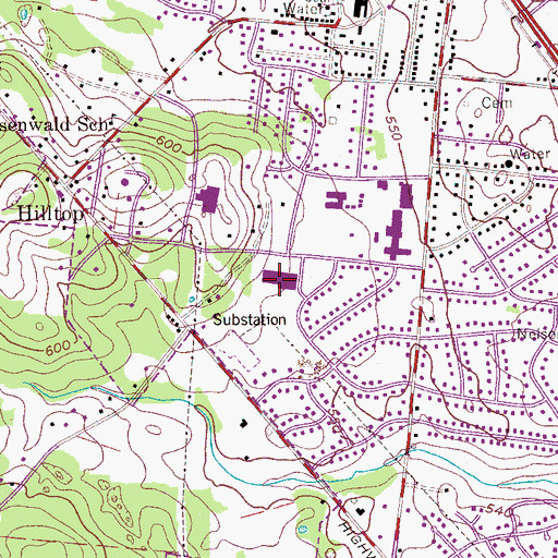 Topographic Map of Thurman Francis Junior High School, TN