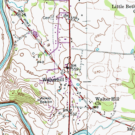 Topographic Map of Walter Hill Elementary School, TN