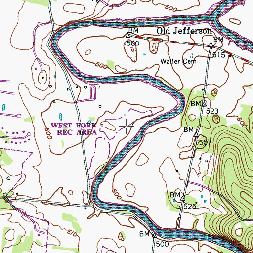 Topographic Map of West Fork Recreation Area, TN