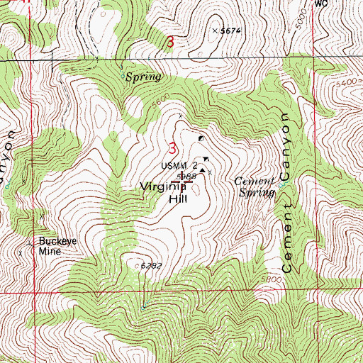 Topographic Map of Virginia Hill, AZ