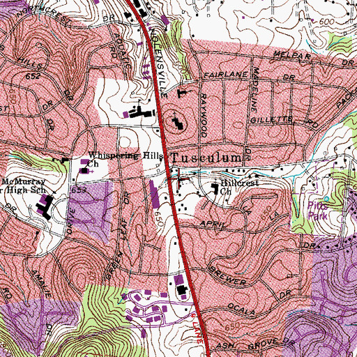 Topographic Map of Tusculum Cumberland Presbyterian Church, TN
