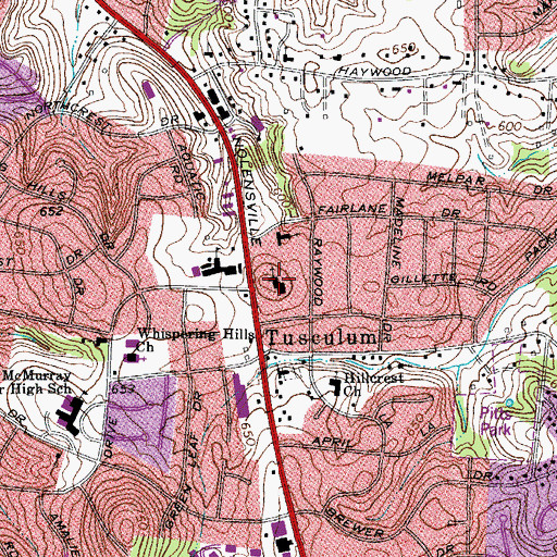 Topographic Map of Tusculum Hills Baptist Church, TN