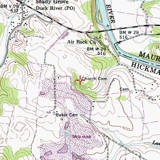 Topographic Map of Church Cemetery, TN