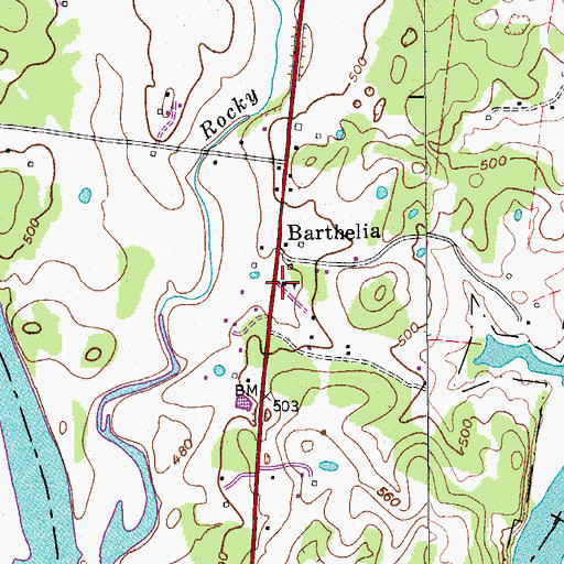Topographic Map of Barthelia School (historical), TN