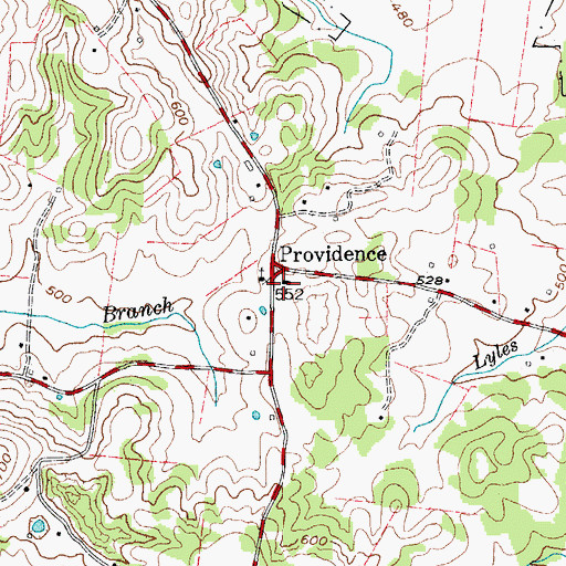 Topographic Map of Providence School (historical), TN